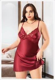 Battal Beden Kadın Saten Gecelik Miss Laris 4040