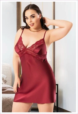 Battal Beden Kadın Saten Gecelik Miss Laris 4040 - Alternatif Görünüm