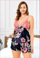 Büyük Beden Bayan Saten Şortlu Takım Miss Laris 4211 Görsel