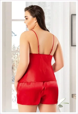 Miss Laris Battal Beden Kadın Saten Şortlu Takım Miss Laris 4227 - Alternatif Görünüm