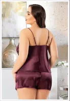 Ayar Askılı Dantelli Büyük Beden Saten Şortlu Takım Miss Laris 4228 Görsel detay görünüm
