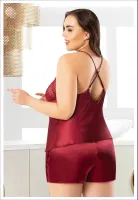 Sırtı Çapraz Askılı Büyük Beden Saten Şortlu Pijama Takım Miss Laris 4231 Görsel detay görünüm