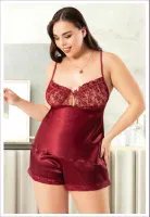 Dantelli İnce Askılı Büyük Beden Saten Şortlu Takım Miss Laris 4244 Görsel