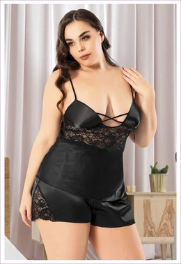 Miss Laris Büyük Beden Kadın Saten Şortlu Takım Miss Laris 4248