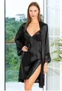 Yandan Yırtmaçlı Saten Gecelik Sabahlık Takım Miss Laris 5054