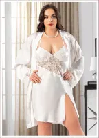 Göğüs Dantelli Büyük Beden Kadın İkili Saten Takım Miss Laris 6018 Görsel