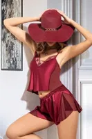 Miss Laris Bordo Saten Şort Takım 3019 Bordo farklı açı