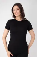Modal Kısa Kollu Bisiklet Yaka Kadın T-shirt Confeo C801-019 Siyah farklı açı
