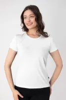 Modal Kısa Kollu Bisiklet Yaka Kadın T-shirt Confeo C801-019 Beyaz görsel 5