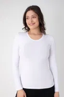 Modal Uzun Kollu Bisiklet Yaka T-shirt Confeo C801-024 Beyaz görsel 5