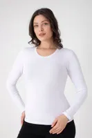 Modal Uzun Kollu Bisiklet Yaka T-shirt Confeo C801-024 Beyaz görsel 7