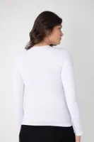 Modal Uzun Kollu Bisiklet Yaka T-shirt Confeo C801-024 Beyaz görsel 8