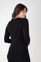 Modal Uzun Kollu Bisiklet Yaka T-shirt Confeo C801-024 Siyah farklı açı