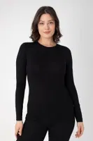 Modal Uzun Kollu Bisiklet Yaka T-shirt Confeo C801-024 Siyah görsel 4