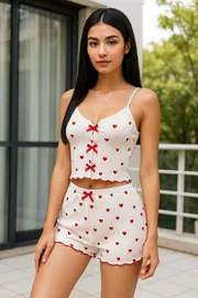 NightLight Kalpli İnce Askılı Şortlu Pijama Takım NightLight 3739