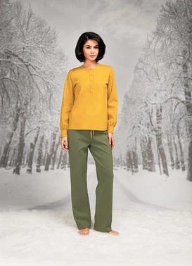 Doreanse Önden Düğmeli Yuvarlak Yaka Kadın Pijama Takımı Doreanse 26K4091