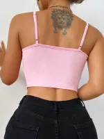 Önden Yırtmaçlı İnce Askılı Fırfırlı Büstiyer Ruselin 5090 Pembe detay görünüm