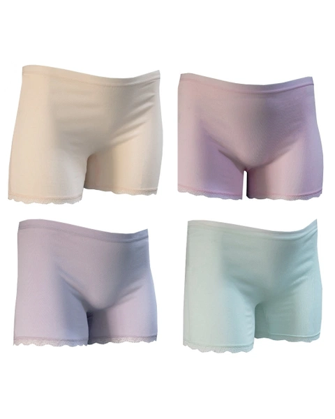 Paça Dantelli Kız Çocuk Likralı Boxer 4lü paket Paket Öztaş 4734-H