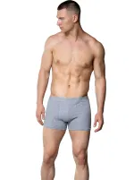 Pamuklu Likralı Erkek Boxer Gri Gümüş 4018 Gri farklı açı