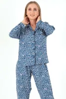 Papatya Desenli Uzun Kollu Kadın Pijama Takım DoReMi 002-000094 Mavi görsel 4