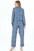 Papatya Desenli Uzun Kollu Kadın Pijama Takım DoReMi 002-000094 Mavi görsel 5