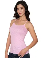 Pembe Jakarlı İnce Askılı Kalpli Kadın Atlet Gümüş 3080 - 6 Adet Pembe