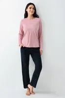 Puantiyeli Uzun Kollu Cepli Kadın Pijama Takımı Pierre Cardin PC9090-S Pembe detay görünüm