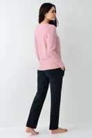 Puantiyeli Uzun Kollu Cepli Kadın Pijama Takımı Pierre Cardin PC9090-S Pembe farklı açı