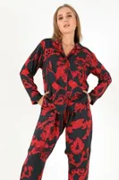 Red Flowers Uzun Kollu Kadın Pijama Takım DoReMi 002-000089 detay görünüm