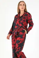 Red Flowers Uzun Kollu Kadın Pijama Takım DoReMi 002-000089 görsel 6