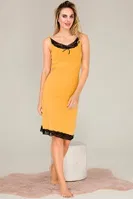Sarı Kenarları Dantel İnce Askılı Kadın Tunik Gecelik Lady 5533 Sarı