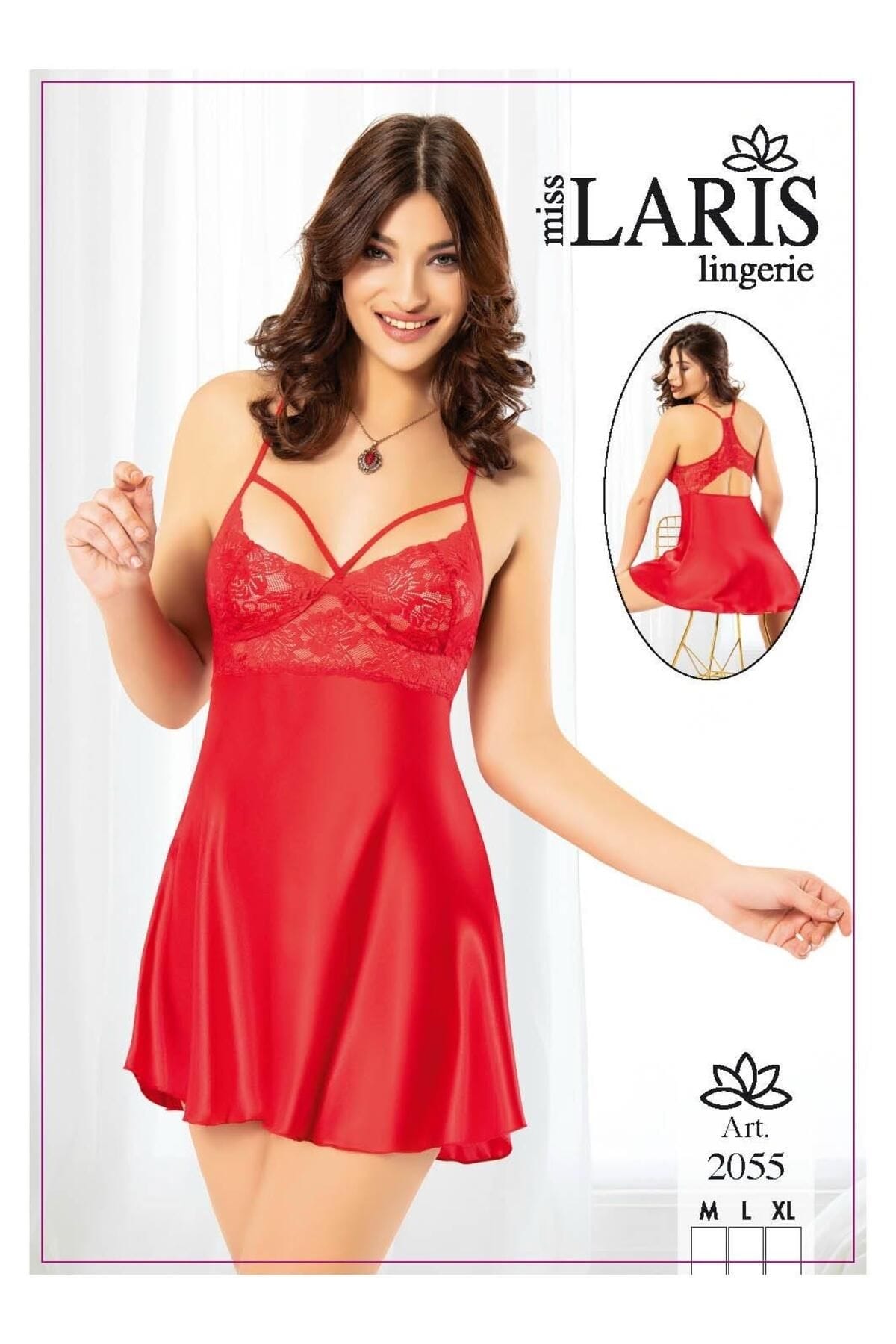 Saten Kırmızı Fantezi Gecelik Miss Laris 2055