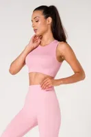 Kalın Askılı Seamless Fitilli Spor Sütyeni FormActive 1510 Leopar Pembe farklı açı