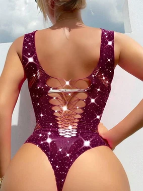 İzabel Seksi Taşlı Body Mor Vücut Çorabı İzabel 7029 - Alternatif Görünüm