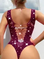 Seksi Taşlı Body Mor Vücut Çorabı İzabel 7029 Mor detay görünüm