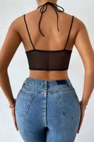 Balenli İnce Askılı Fantezi Kadın Body SHE 2003 Siyah görsel 6