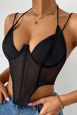 SHE Balenli İnce Askılı Erotik Kadın Body SHE 2003