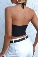 Şık Kalpli Aksesuarlı Crop Büstiyer T-shirt Merry See AN1009 Siyah Siyah detay görünüm