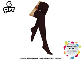 Şirin Akrilik Kahve Yün Bayan Diz Üstü Çorap 6'lı Şirin 5140 - 12 ADET