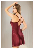 Sırtı Çapraz Askılı Bordo İnce Askılı Saten Gecelik Miss Laris 2142 Bordo detay görünüm