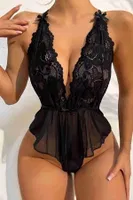 Sırtı Çapraz Askılı Dantel Fantazi Babydoll MissisX 605 Siyah detay görünüm