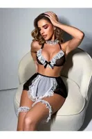 Siyah Bacak Bantlı Hizmetçi Kadın Kostüm For Dreams 8617 Siyah detay görünüm