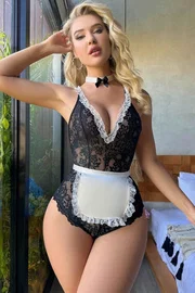 Jesica Bella Siyah Fransız Dantel Hizmetçi Kostüm Jesica Bella JB-15010