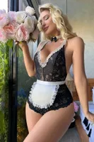 Siyah Fransız Dantel Hizmetçi Kostüm Jesica Bella JB-15010 Siyah detay görünüm