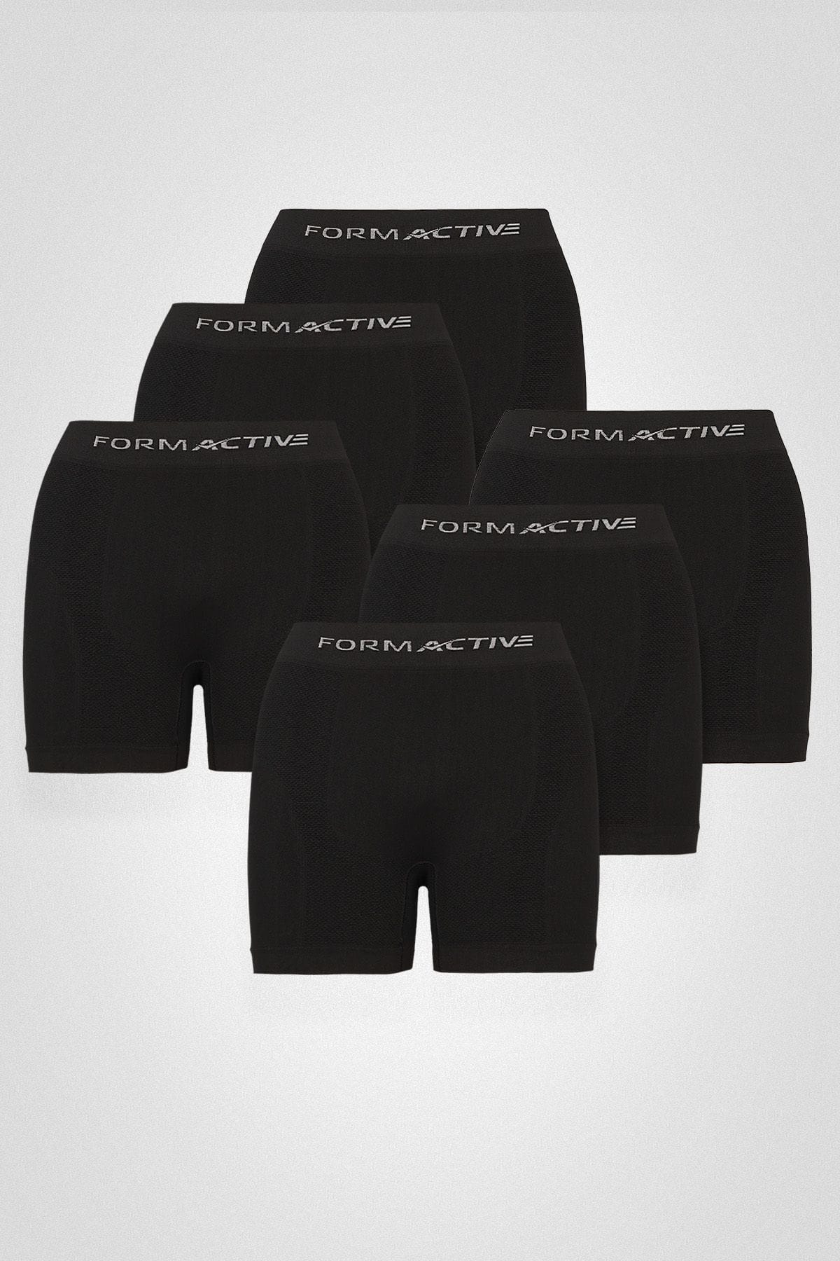 Siyah Microfiber Likralı Sentetik Yapılı Erkek Boxer 6li Set FormActive 4400