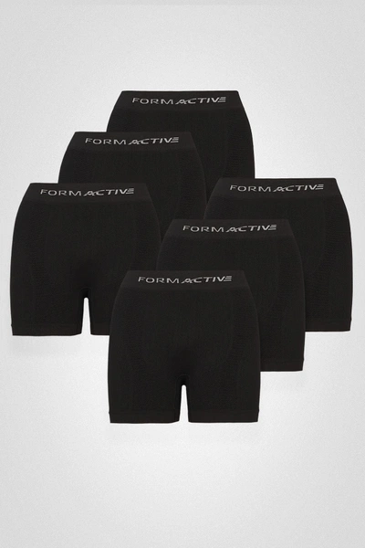 Siyah Microfiber Likralı Sentetik Yapili Erkek Boxer 6li Set FormActive 4400