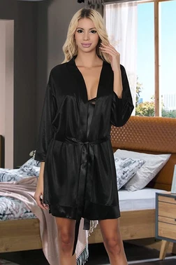 SHE Siyah Saten Sabahlık SHE 2037 - Alternatif Görünüm