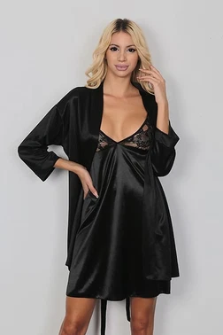 SHE Siyah Saten Sabahlık SHE 2037