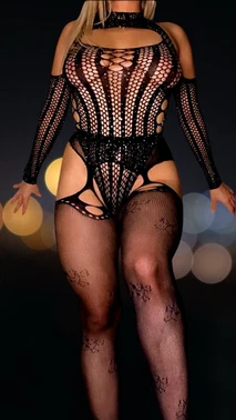 İzabel Siyah Taşlı Dantel Seksi Vücut Çorabı İzabel 7027