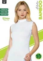 Bambu Sıfır Kol Balıkçı Yaka Bayan Atlet Sortie 107 Beyaz